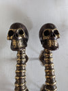 Skull and Spine entry door handle, vintage solid bronze door handle