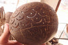 Coconut bistro patio light hand carved in Bali. Set of 8 coconuts