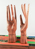 Wood buddha hands set mudra, left and right hands. Business card holder or jewelry display