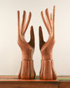 Wood buddha hands set mudra, left and right hands. Business card holder or jewelry display