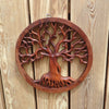 Tree of life mandala, wooden medallion hand carved tree