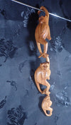 Hand carved wood monkey family, Barrel full of monkeys