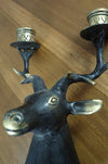 Brass deer head  Christmas candle holder