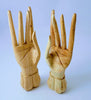 Wood buddha hands set mudra, left and right hands. Business card holder or jewelry display