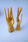 Wood buddha hands set mudra, left and right hands. Business card holder or jewelry display