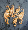 Hand carved wood monkey family, Barrel full of monkeys