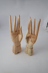 Wood buddha hands set mudra, left and right hands. Business card holder or jewelry display