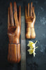 Hand carved set left and right wood buddha hand mudra