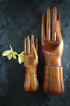 Hand carved set left and right wood buddha hand mudra